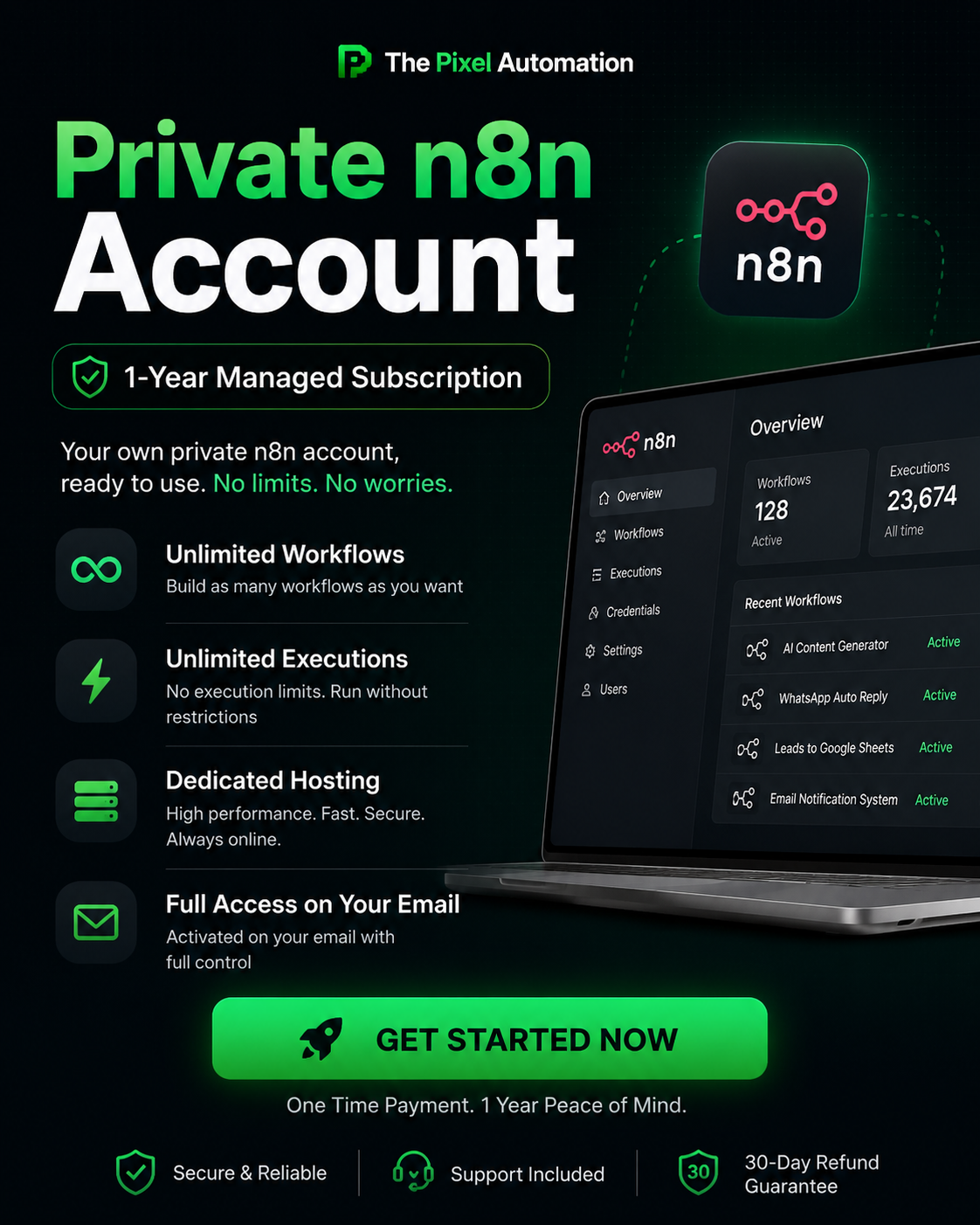 Private n8n Yearly Subscription (First Check. Then Pay)